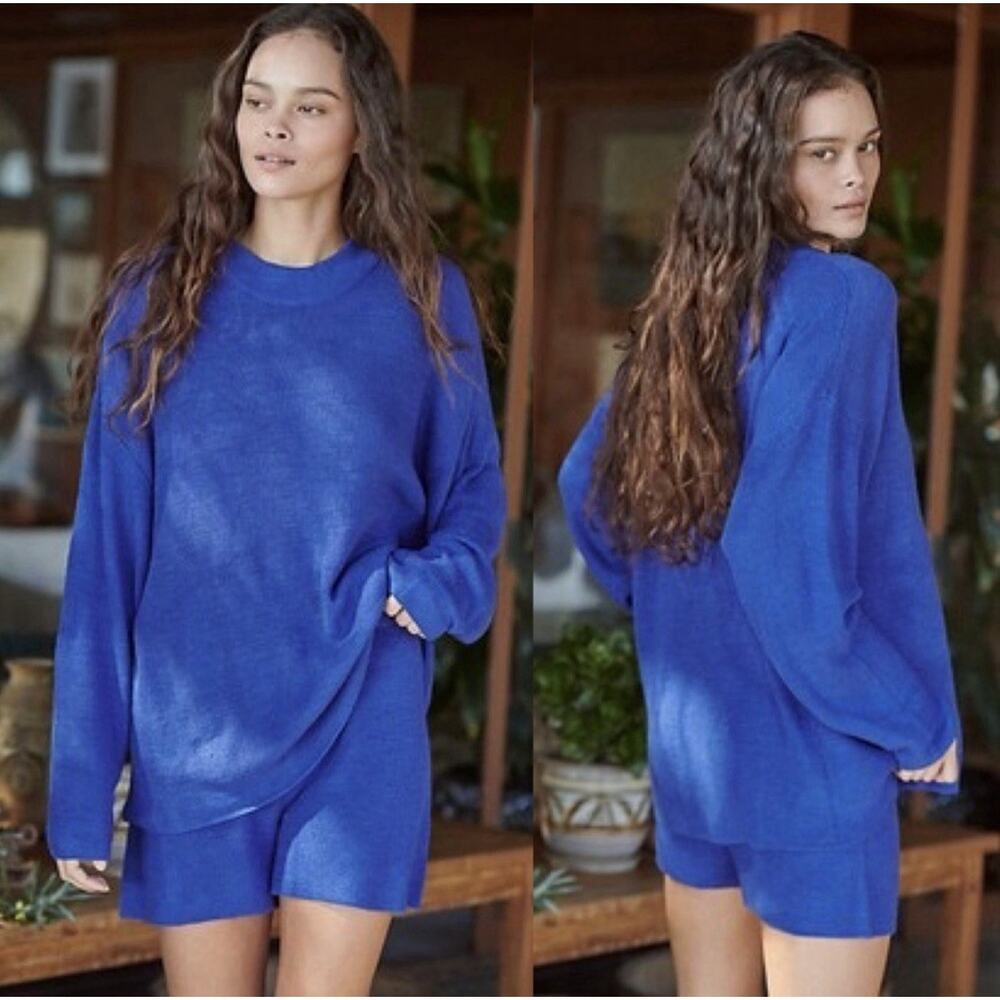 Free People Beach Malibu Solid Surf Set XS Electric Indigo Boho Lounge Travel